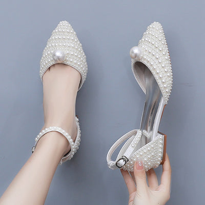 Leisure Pointy Pearl Buckle Bridal Shoes