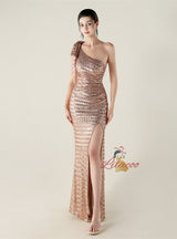 One Shoulder Mermaid Split Prom Dress