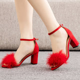 7 cm Thick Round-headed Feather Sandals