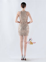 Halter Sequins Beading Short Prom Dress