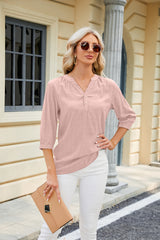 Solid Color V-neck Loose Top