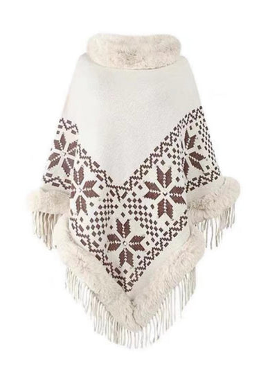 Fringe Knit Pullover Shawl Cloak