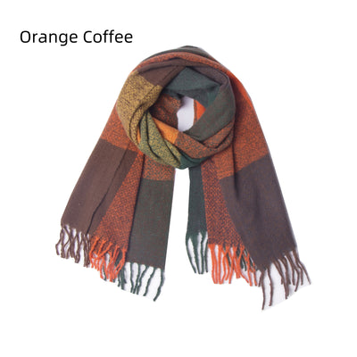 Fringed Large Plaid Scarf Warm Scarf Shawl