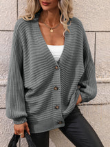 Solid Color Knitted Cardigan Loose Sweater