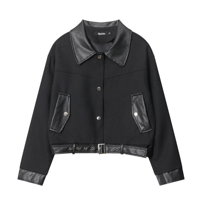 Leather POLO Collar Loose Jacket