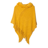 Solid Color Striped Fringed Hooded Cloak