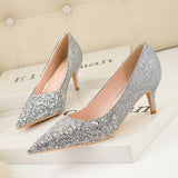 Pointed Gradient Sequined Shoes