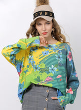 Flower Pullover Printed Round Neck Sweater