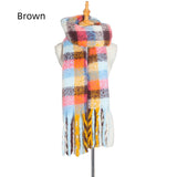 Thickened Fringed Color Plaid Scarf