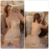 Sexy Backless Satin Mesh Suspender Nightdress