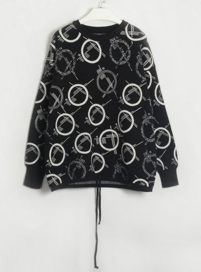 Loose Round Neck Printed Casual Sweater