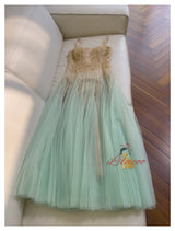 Green Tulle Lace Straps Prom Dress