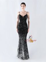 Mermaid Spaghetti Straps Beading Prom Dress