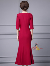 Purple Short Sleeve Beading Mother Of The Bride Dress