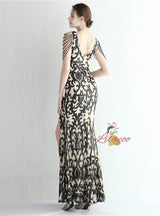 Sequins V-neck Beading Prom Dress