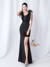 V-neck Mermaid Beading Prom Dress