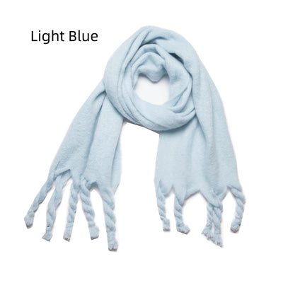 Autumn and Winter Knotted Thick Braid Tassel Scarf