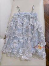 Three-dimensional Flower Sequined Gauze Dress