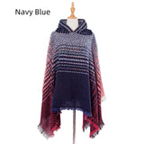 Polyester Gradient Hooded Cloak Shawl