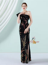 Sequins One Shoulder Split Prom Dress