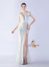 V-neck Sequins Mermaid Prom Dress