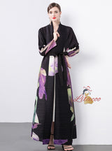 Women Fold Loose Large Print Coat
