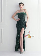 Mermaid Sequins Strapless Prom Dress