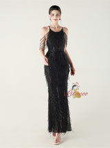 Mermaid Sequins Halter Beading Prom Dress