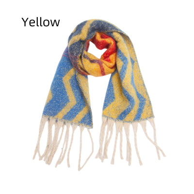 Jacquard Coarse Tassel Gradient Wavy Scarf