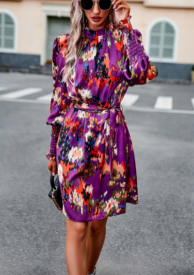 Women Printed Long-sleeved Dress