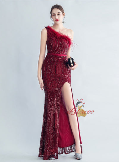 Mermaid Sequins One Shoulder Prom Dress