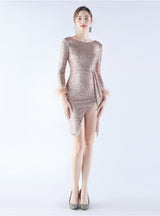 Sexy Long Sleeve Mini Split Prom Dress