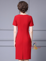Purple Short Sleeve Beading Mother Of The Bride Dress