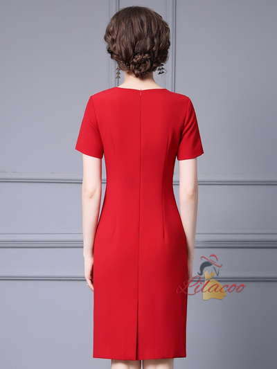 Purple Short Sleeve Beading Mother Of The Bride Dress
