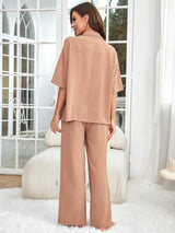 Solid Color Pajamas Three-piece Suit