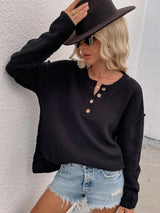 Solid Color Pullover V-neck Sweater