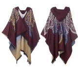 Peacock Jacquard Cashmere-like Hooded Cloak Shawl