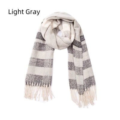 Fringe Stripes Increase Warm Scarf