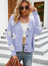 Autumn and Winter Loose Cardigan Print Sweater