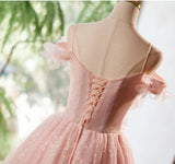 Pink Tulle Sequins Flower Homecoming Dress