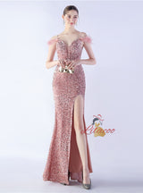 Mermaid Sequins Spaghetti Straps Prom Dress