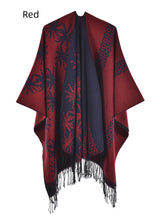 Double Tassels Increase Thick Split Cloak Shawl