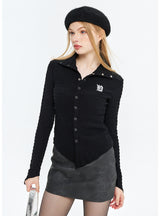 Lapel Long Sleeve Shirt T-shirt