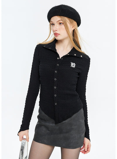 Lapel Long Sleeve Shirt T-shirt