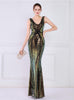 Mermaid Sequins V-neck Long Prom Dress