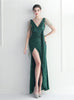V-neck Sequins Beading Split Prom Dress