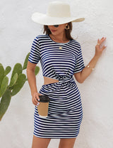 Irregular Hollow Round Neck Dress