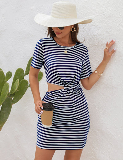 Irregular Hollow Round Neck Dress