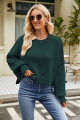Loose Short Pullover Long Sleeve Round Neck Sweater