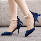 7 cm Ribbon Beaded Stiletto Sandals